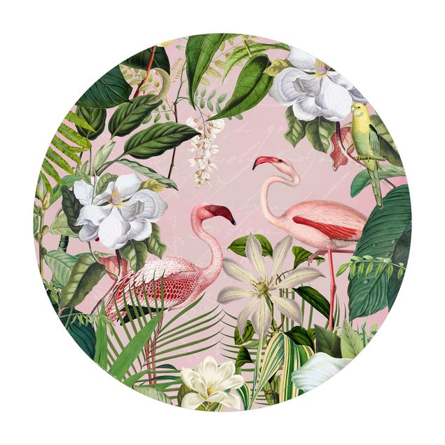 Bilder Andrea Haase Tropische Flamingos mit Pflanzen in Rosa