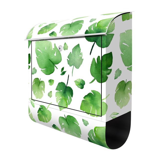 Briefkasten modern Tropische Grüne Aquarellblätter
