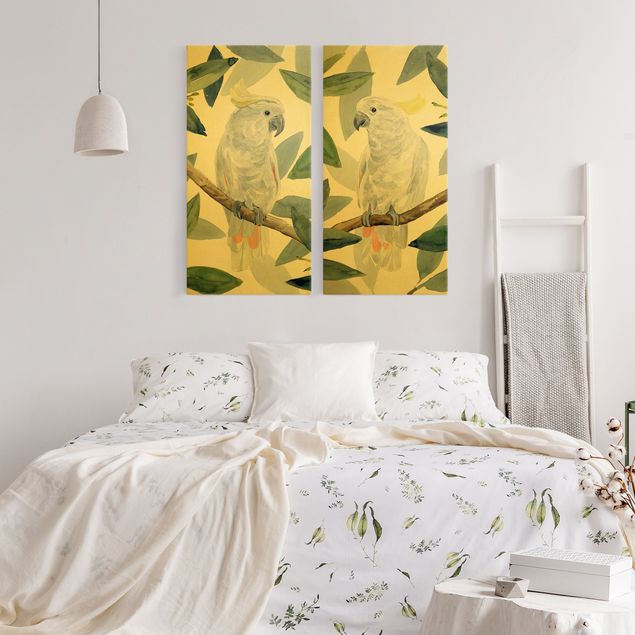 Wandbilder Floral Tropische Kakadus Set