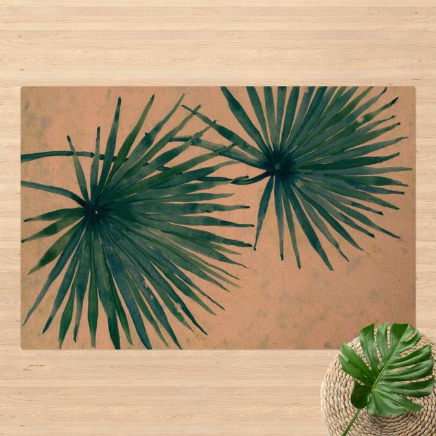 Moderne Teppiche Tropische Palmenblätter Close-Up