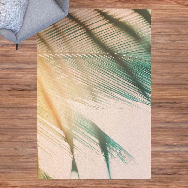 Teppich modern Tropische Pflanzen Palmen bei Sonnenuntergang II