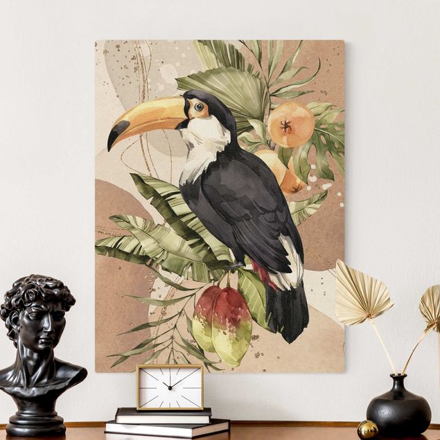 Leinwandbilder Blumen Tropische Vögel - Tukan