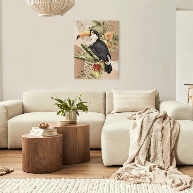 Wandbilder Blumen Tropische Vögel - Tukan