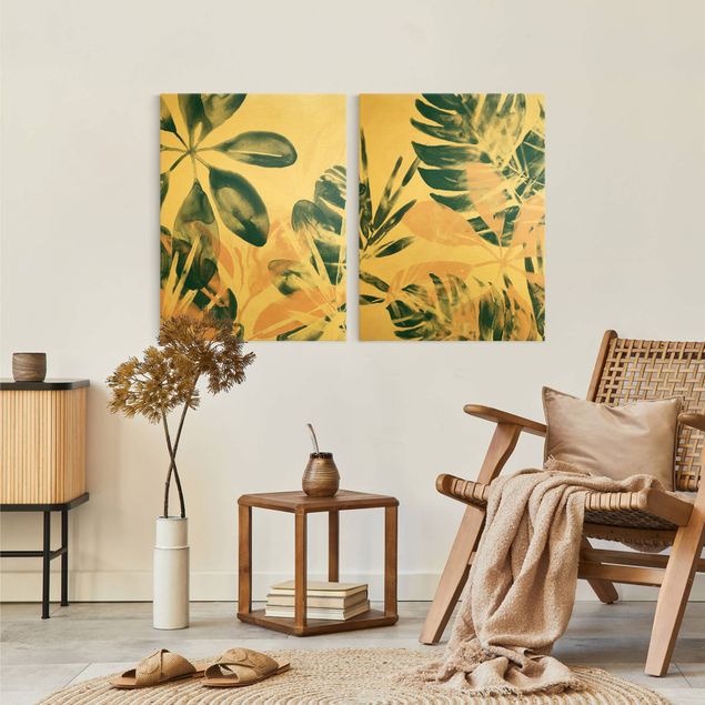 Wandbilder Floral Tropisches Orakel petrol Set II