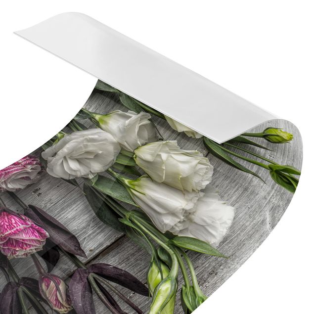 Klebefolien Tulpen-Rose Shabby Holzoptik