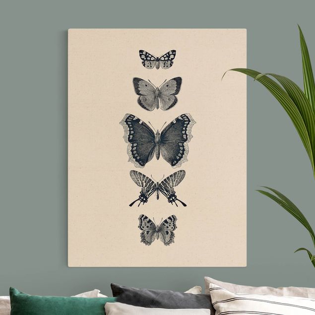 Leinwandbild Schmetterling Tusche Schmetterlinge auf Beige