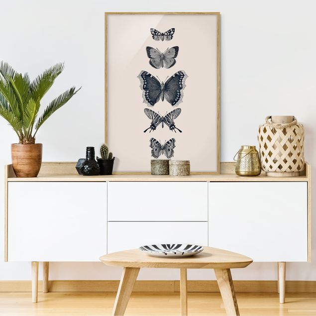 Wandbilder Schmetterlinge Tusche Schmetterlinge auf Beige