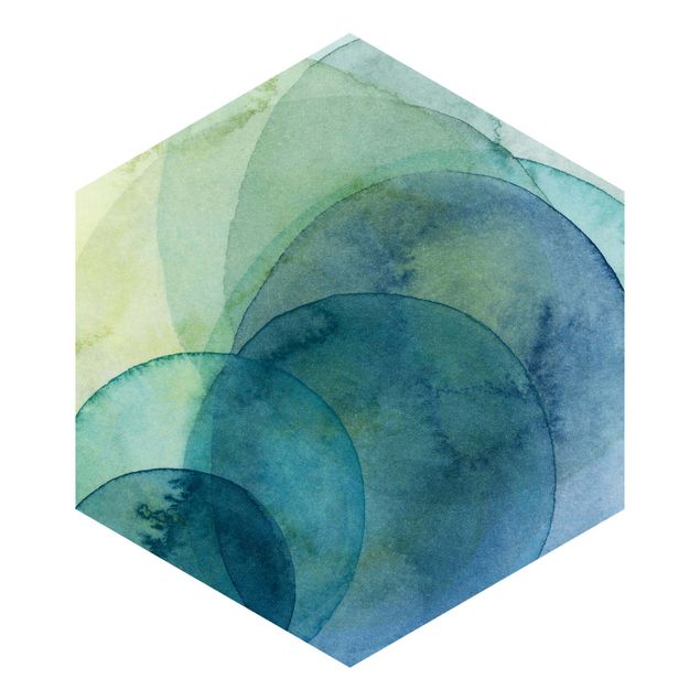 Hexagon Mustertapete selbstklebend - Urknall - grün