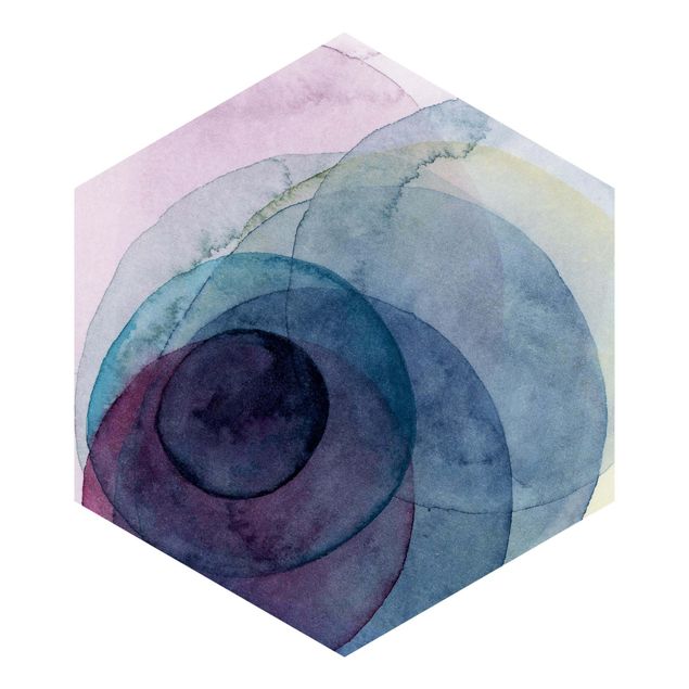 Hexagon Mustertapete selbstklebend - Urknall - lila