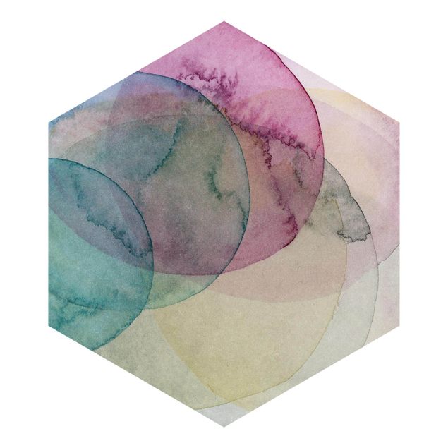Hexagon Mustertapete selbstklebend - Urknall - rosa
