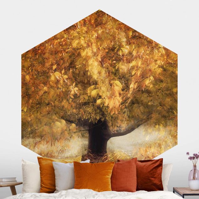 Wanddeko Küche Verträumter Baum im Herbst
