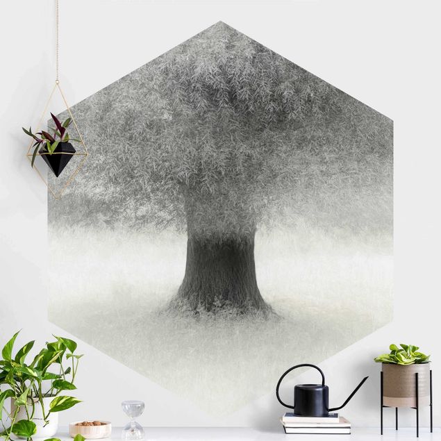 Wanddeko Küche Verträumter Baum in Weiß