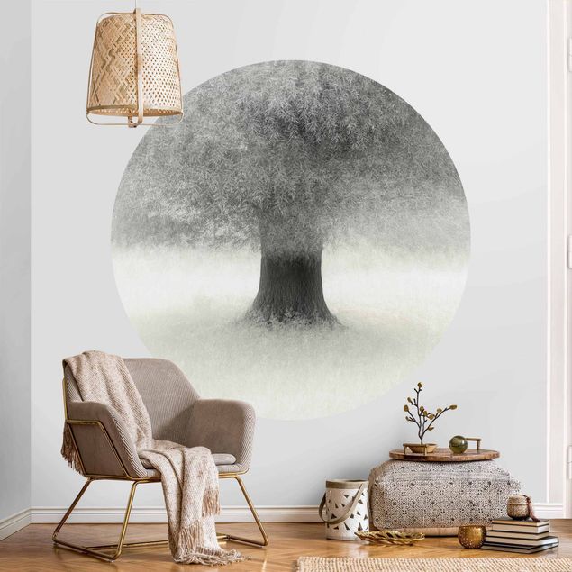 moderne Fototapete Verträumter Baum in Weiß