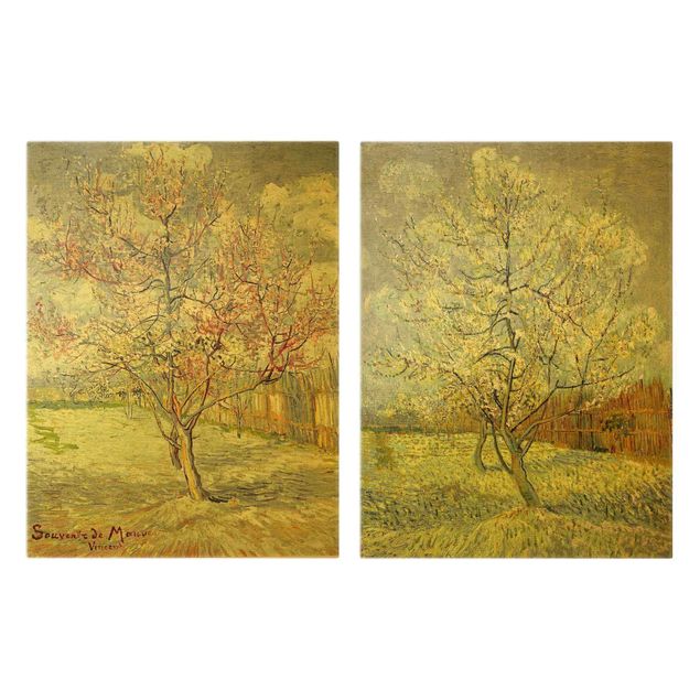 Leinwand Kunst Vincent van Gogh - Blühende Pfirsichbäume im Garten