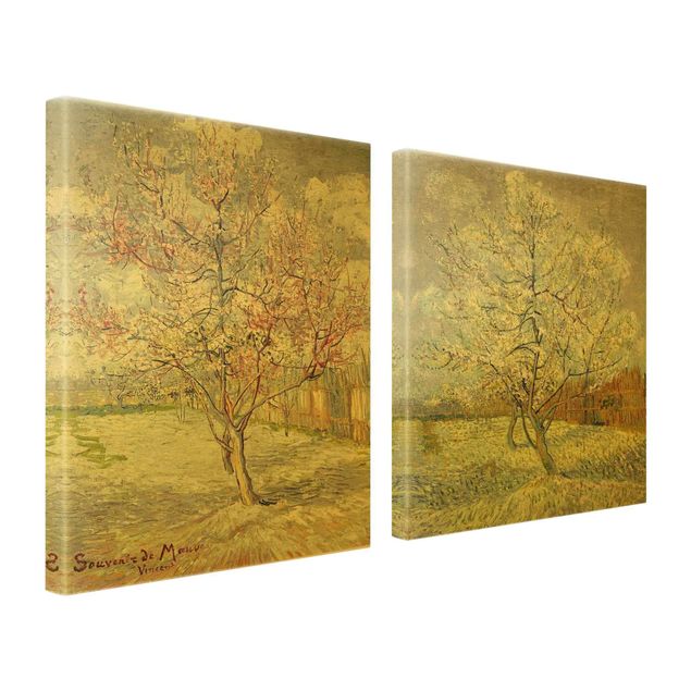 Wandbilder Kunstdrucke Vincent van Gogh - Blühende Pfirsichbäume im Garten