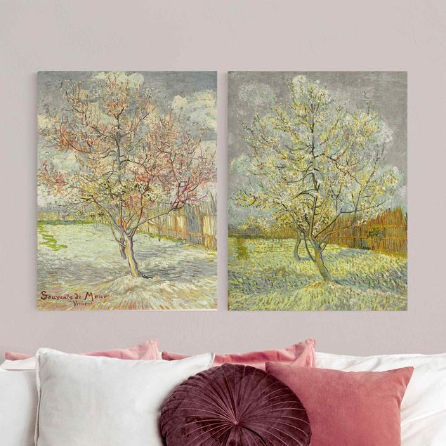 Kunststile Vincent van Gogh - Blühende Pfirsichbäume im Garten