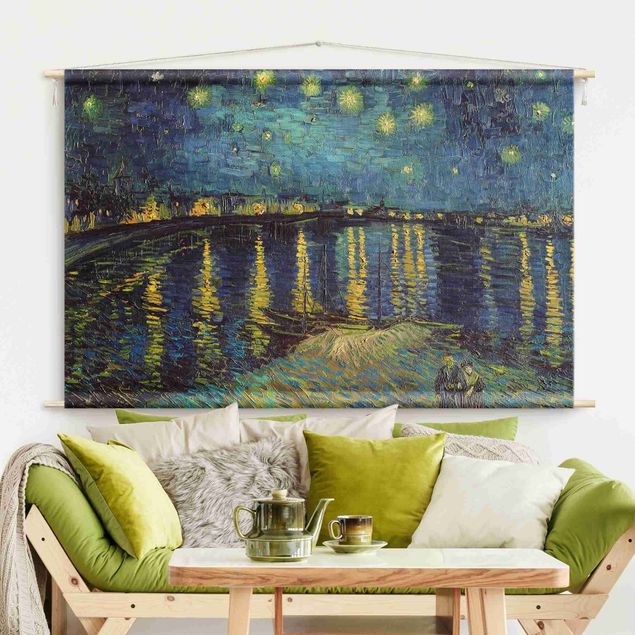 Wandteppich modern Vincent van Gogh - Sternennacht über der Rhône