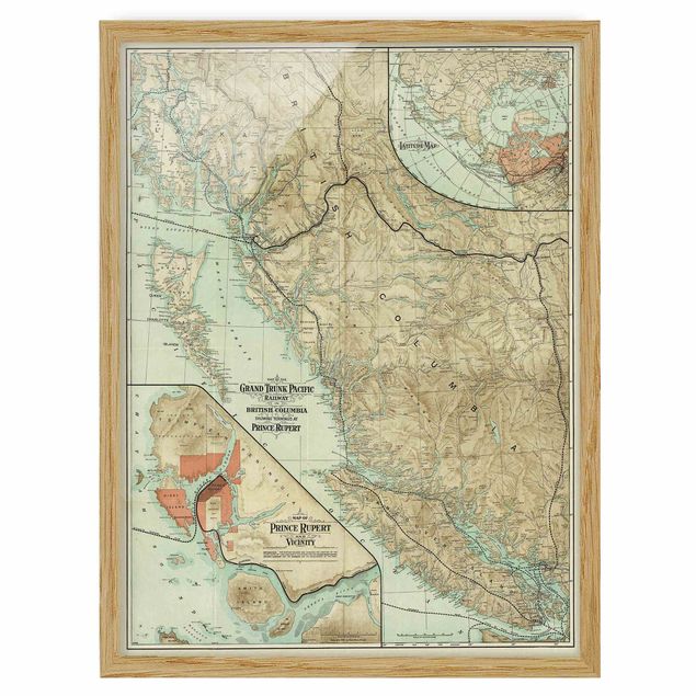 Gerahmte Bilder Vintage Vintage Karte British Columbia