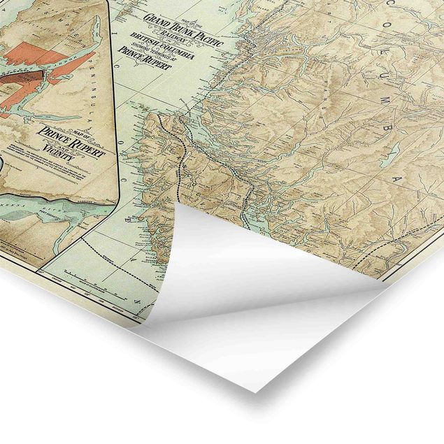 Bilder Vintage Karte British Columbia