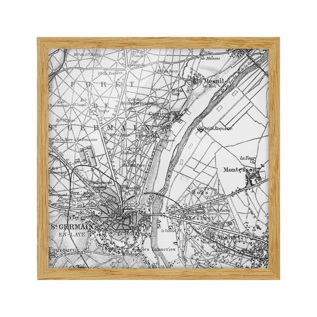Bilderrahmen mit Sprüchen Vintage Karte St Germain Paris