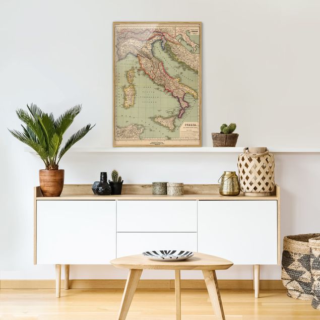 Weltkarten gerahmt Vintage Landkarte Italien