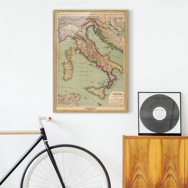 Gerahmte Bilder Vintage Vintage Landkarte Italien
