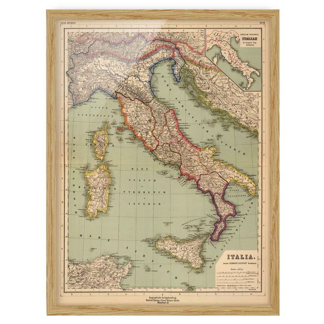 Wandbilder Weltkarten Vintage Landkarte Italien