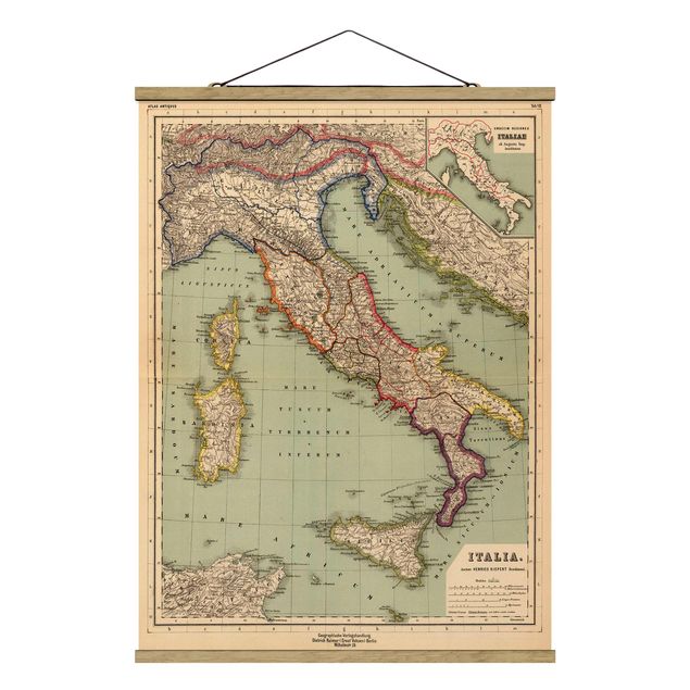 Wandbilder Retro Vintage Landkarte Italien