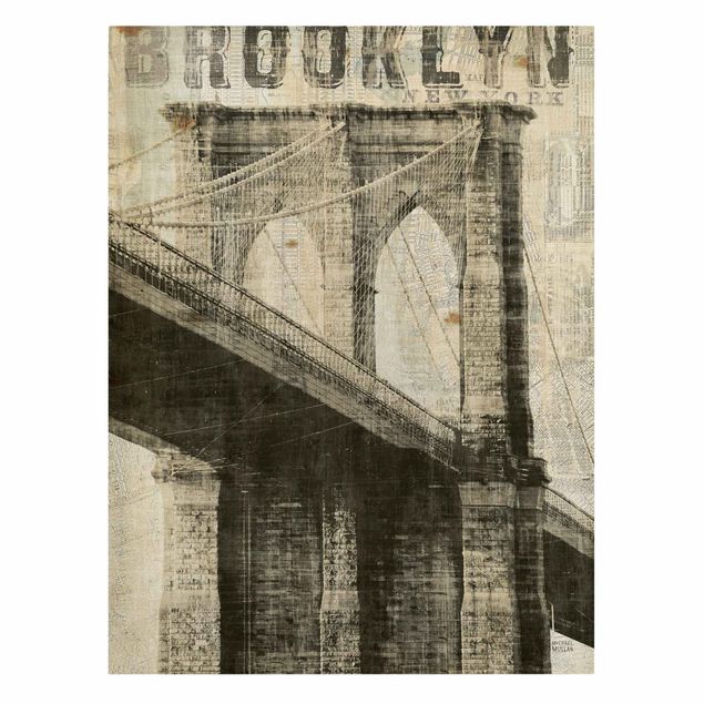 Leinwandbilder Retro Vintage NY Brooklyn Bridge