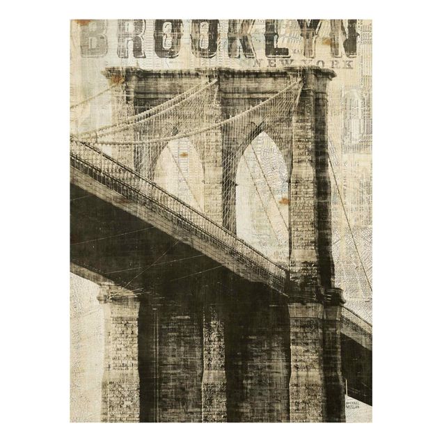 Wandbilder Retro Vintage NY Brooklyn Bridge