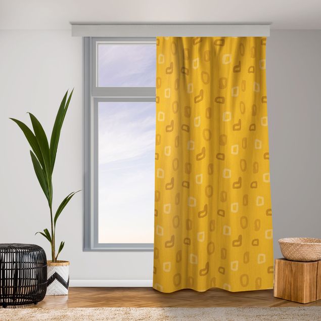 Gelb Warmes - - Vintage Vorhang Punkte