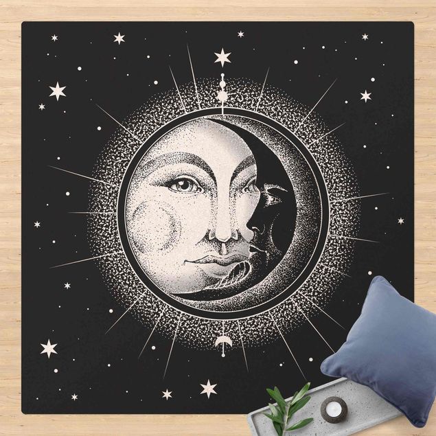 Teppich Vintage Vintage Sonne und Mond Illustration