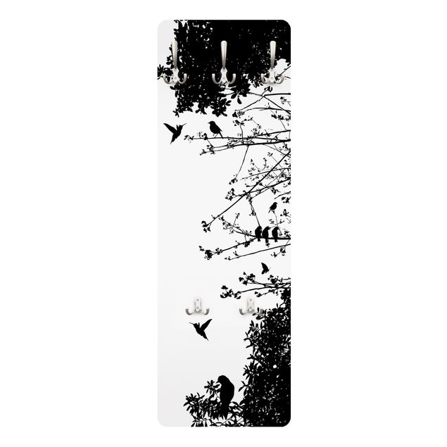 Wandgarderobe weiß Vintage Tree with Birds
