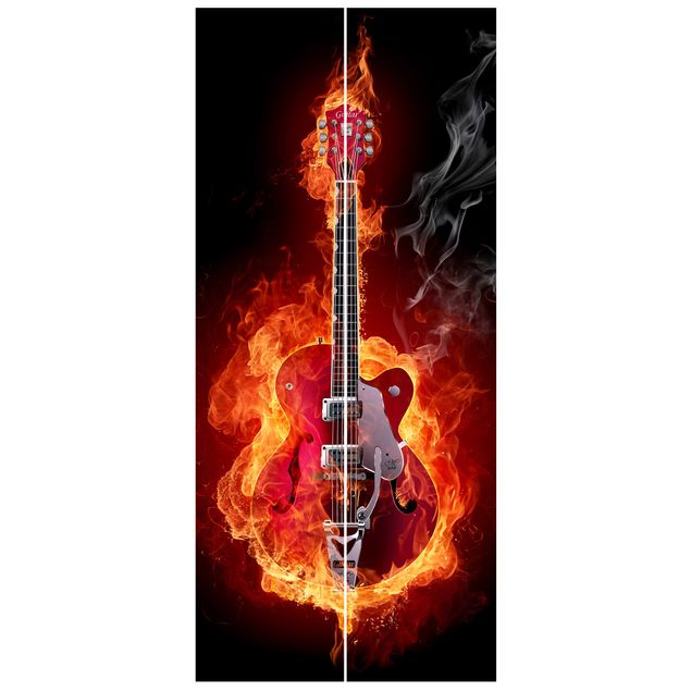 Türposter Gitarre in Flammen