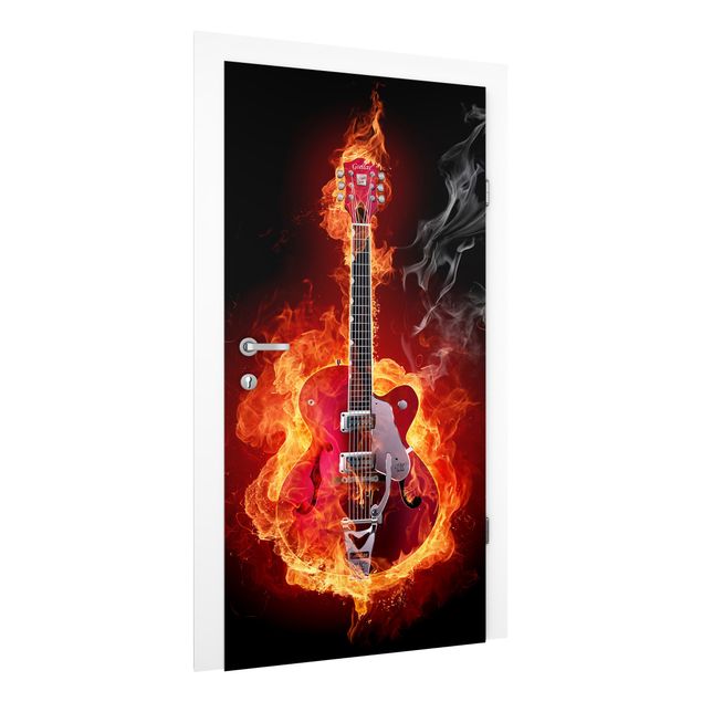 Tapeten Modern Gitarre in Flammen