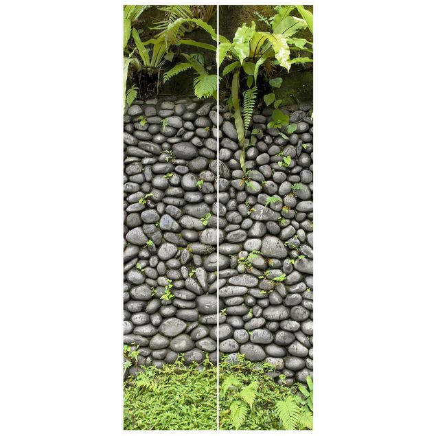 3D Tapete Steinwand mit Pflanzen