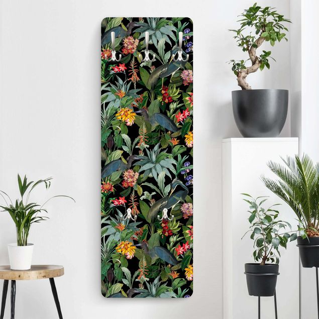 Garderobe Blume Vögel mit Tropischen Blumen