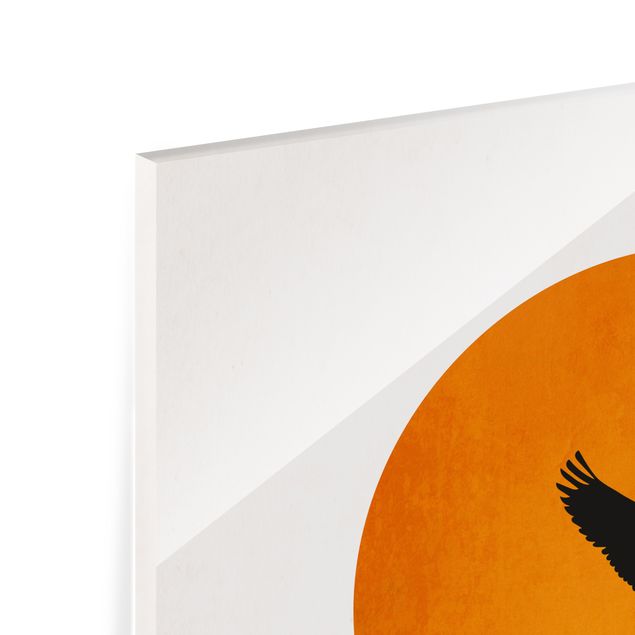 Wandbilder Orange Vögel vor gelber Sonne