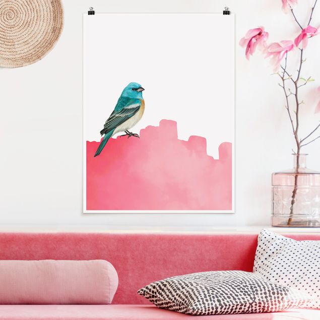 Wanddeko Küche Vogel auf Pink