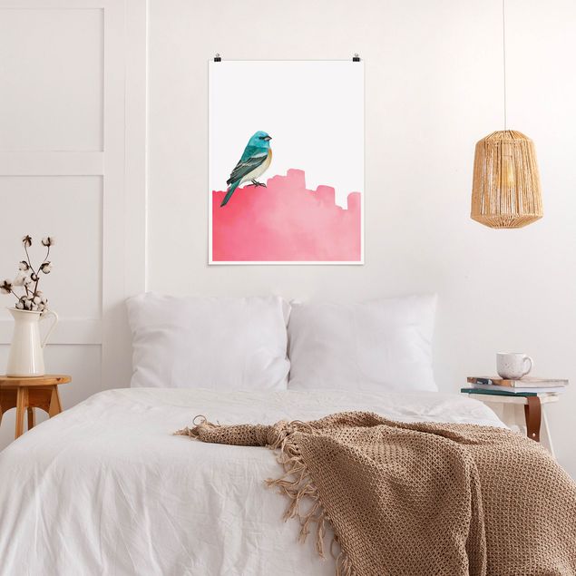 Tiere Poster Vogel auf Pink