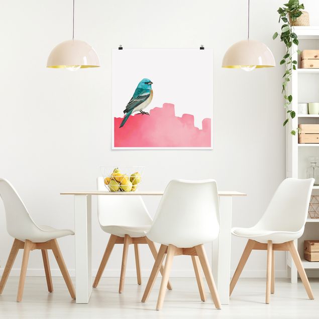Wandbilder Modern Vogel auf Pink