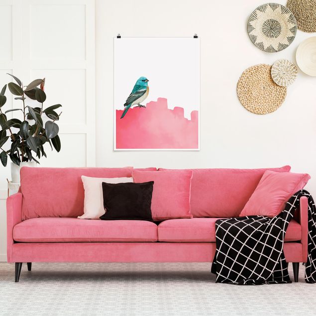 Wandbilder Modern Vogel auf Pink
