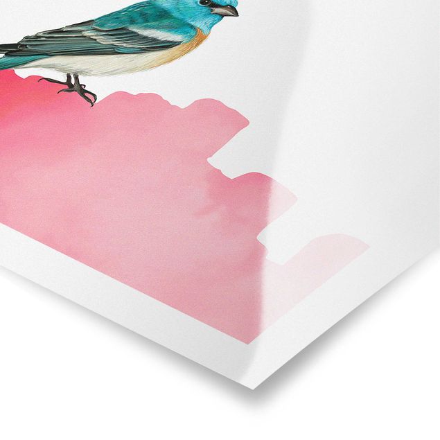 Poster bestellen Vogel auf Pink