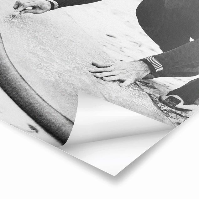 Wandbilder Schwarz-Weiß Wachsen des Surfboards