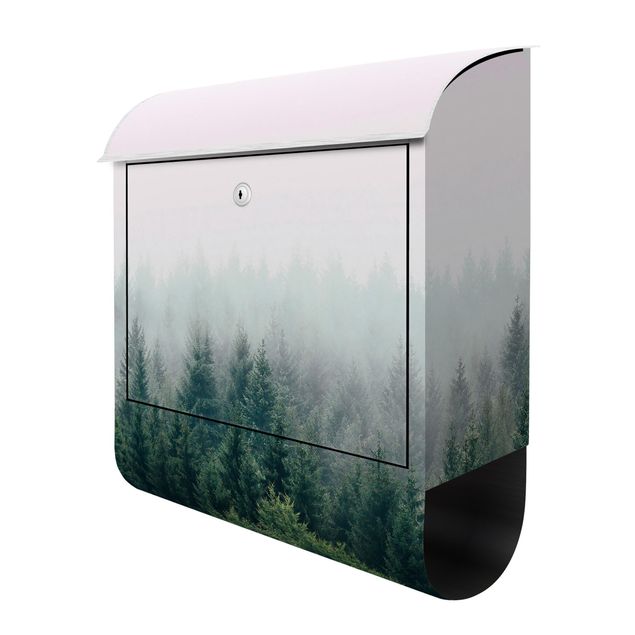 Design Briefkasten Wald im Nebel Dämmerung