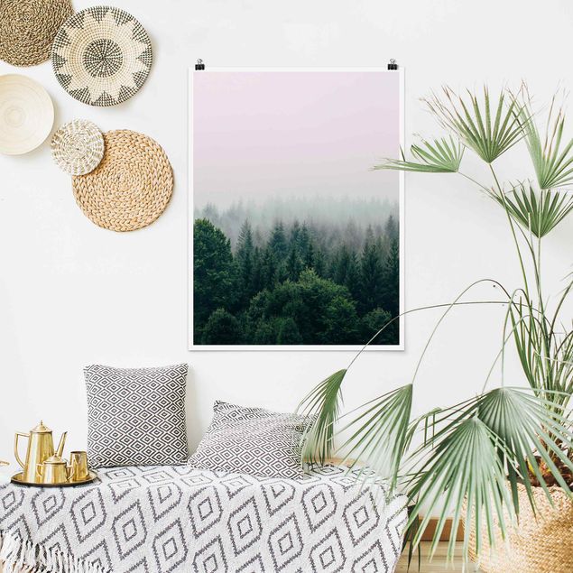 Wandbilder Landschaften Wald im Nebel Dämmerung