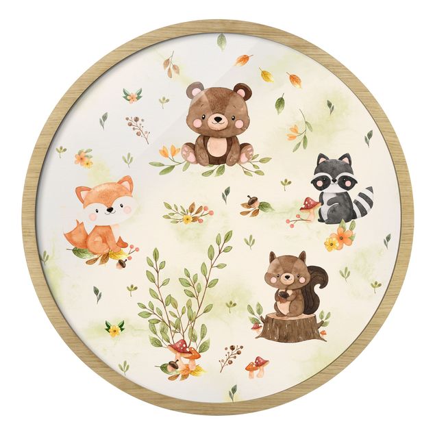 Wandbilder Landschaften Waldtiere Herbst Fuchs Bär Eichhörnchen Waschbär