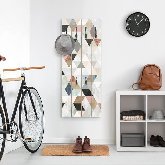 Garderobe in Holzoptik Aquarell-Mosaik mit Dreiecken I