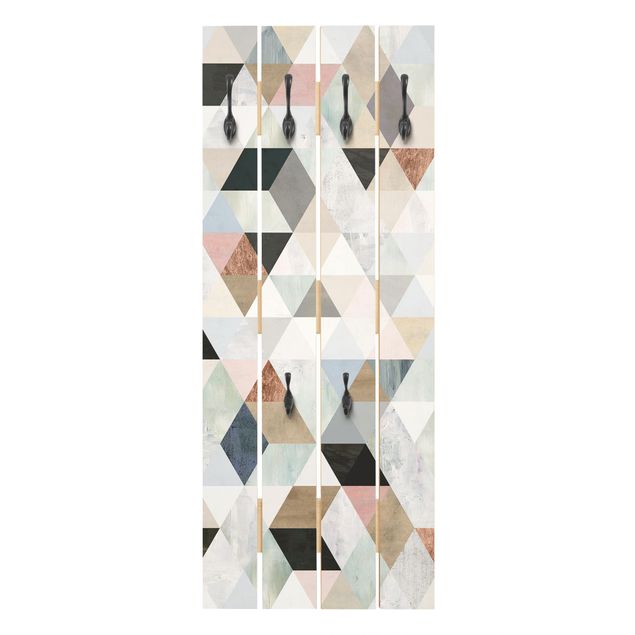 Wandgarderobe mit Motiv Aquarell-Mosaik mit Dreiecken I