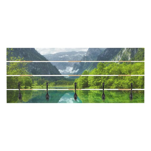 Wandgarderoben Grün Bergsee mit Spiegelung